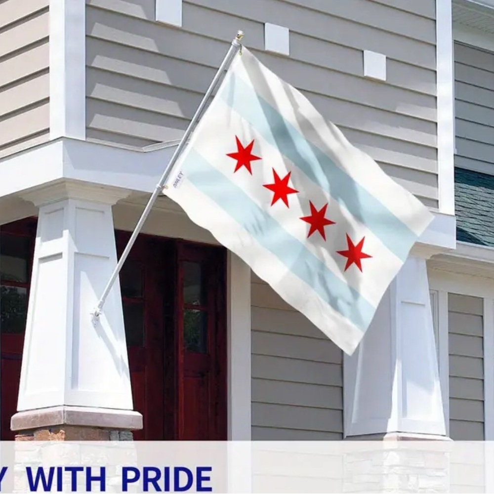 3x5 Ft. USA Chicago Illinois Flag Baby Blue with Red Stars Metal Grommets NEW